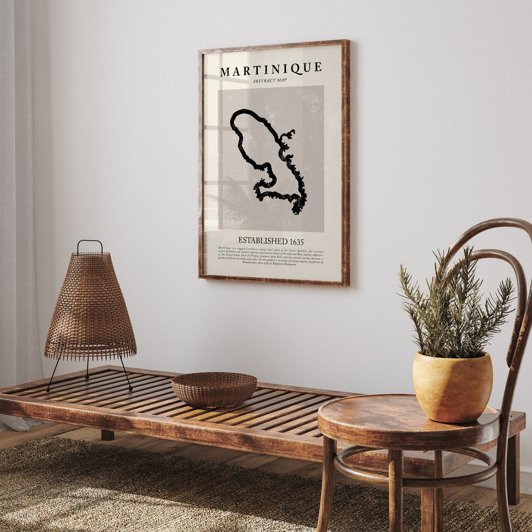 Martinique Map Vintage Abstract Wall Art Print Picasso + Matisse Inspired Travel Poster