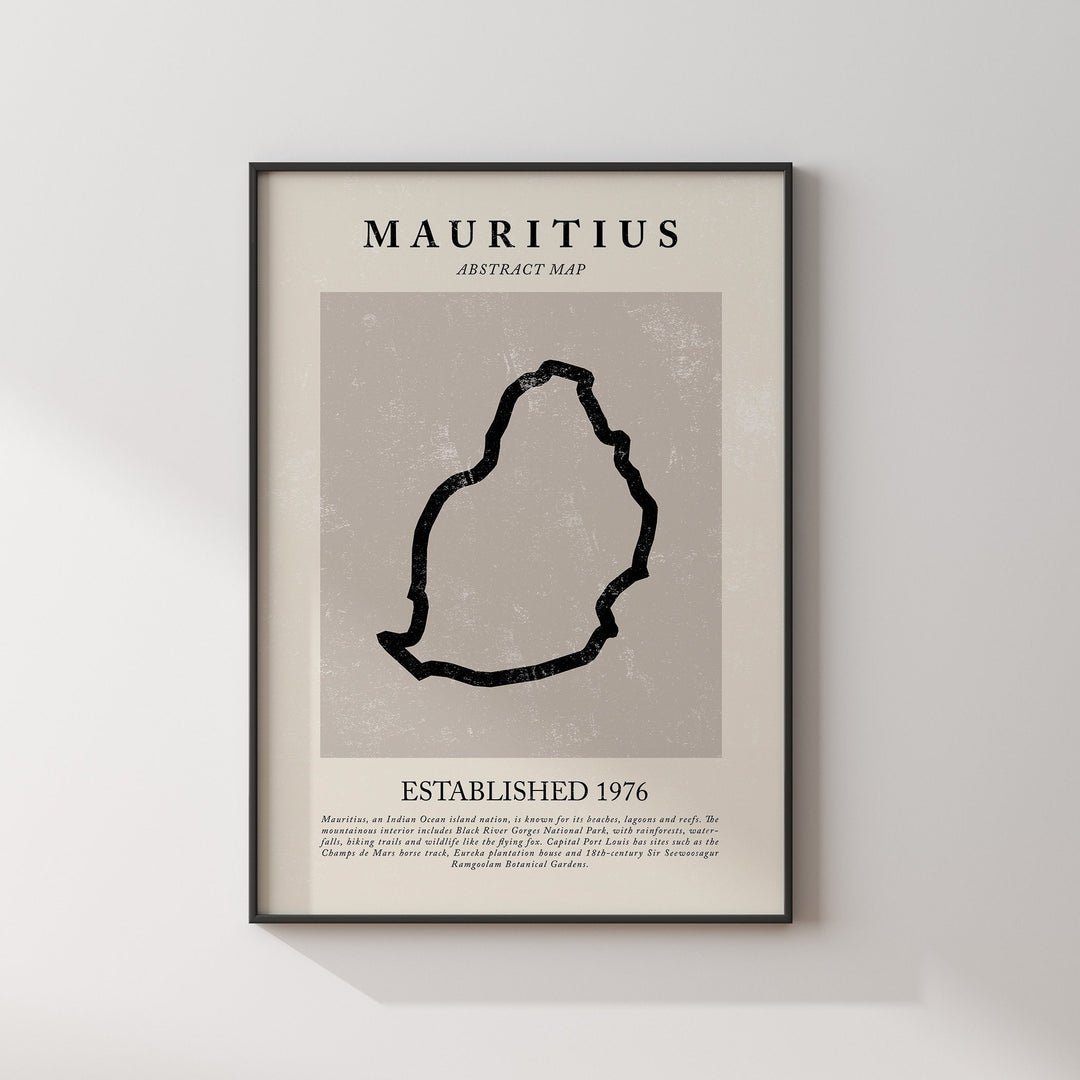 Mauritius Map Vintage Abstract Wall Art Print Picasso + Matisse Inspired Travel Poster