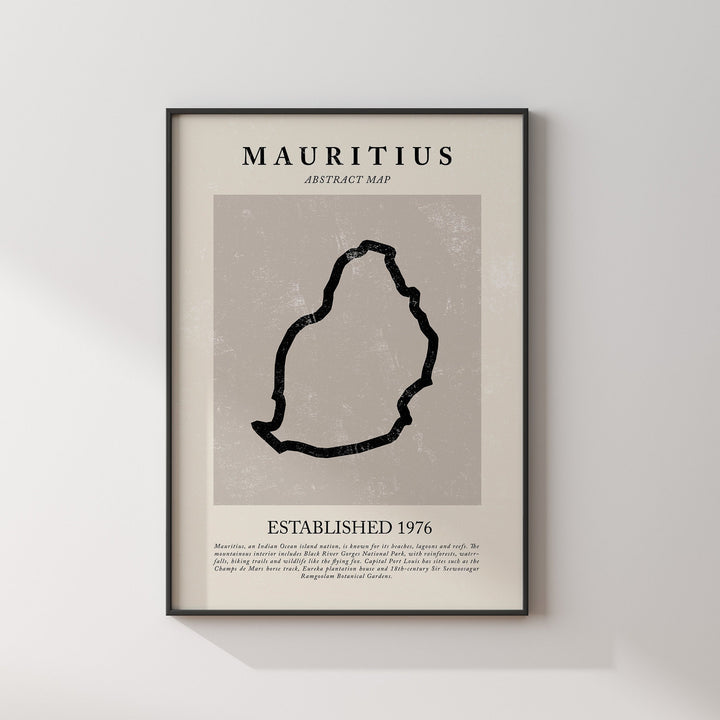 Mauritius Map Vintage Abstract Wall Art Print Picasso + Matisse Inspired Travel Poster