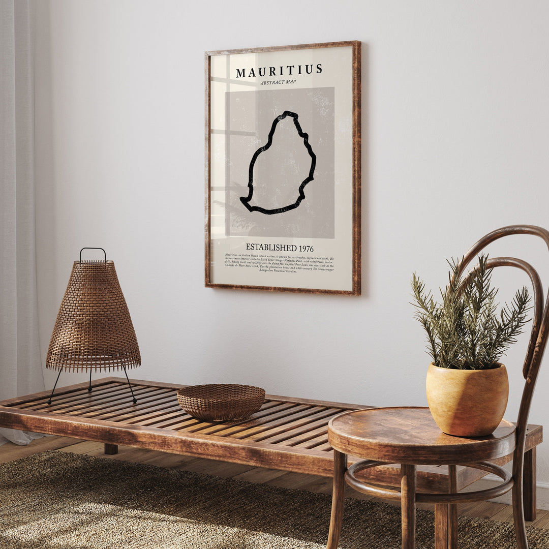 Mauritius Map Vintage Abstract Wall Art Print Picasso + Matisse Inspired Travel Poster