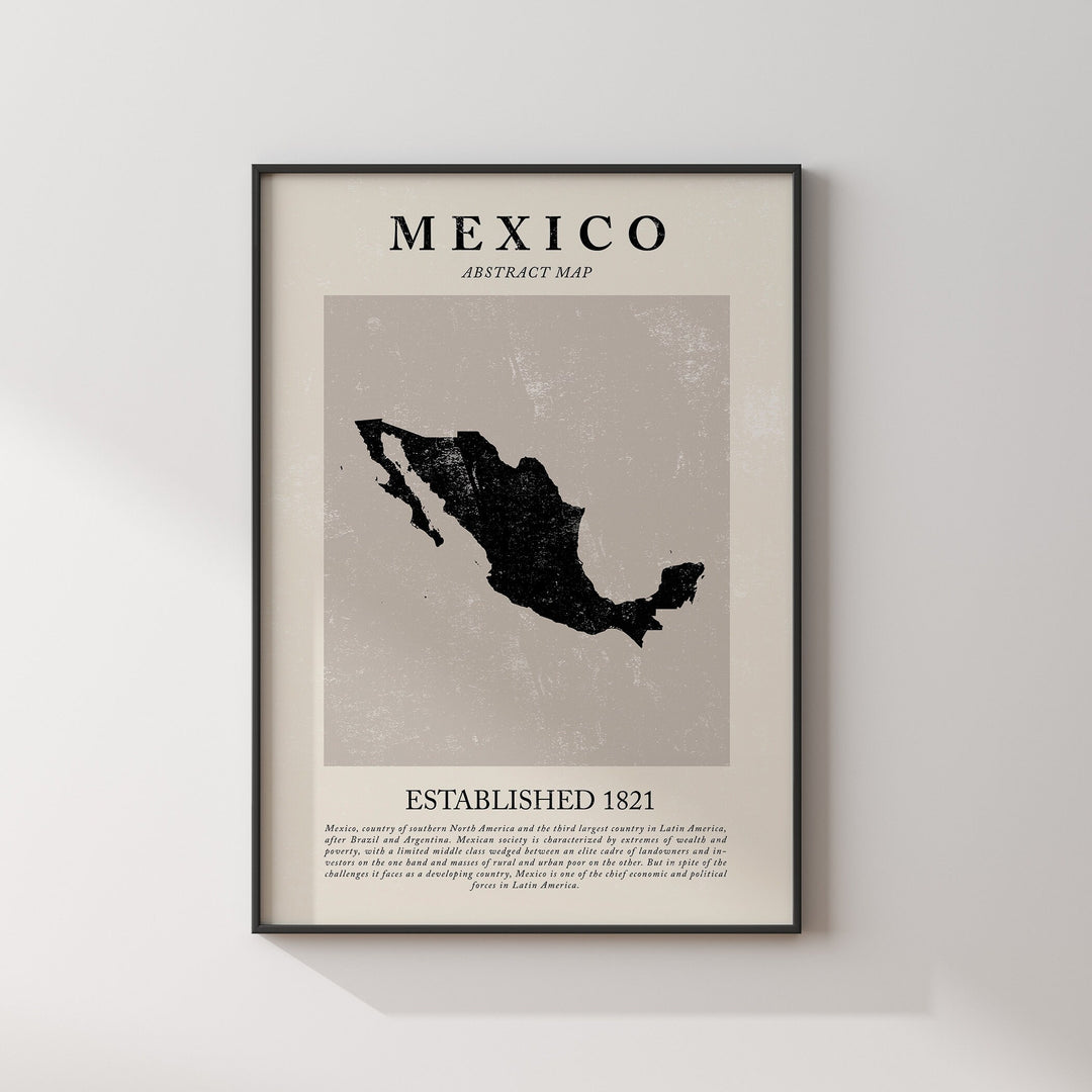 Mexico Map Vintage Abstract Wall Art Print Picasso + Matisse Inspired Travel Poster