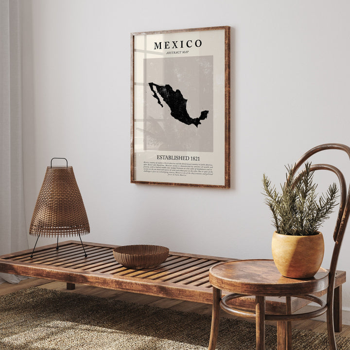 Mexico Map Vintage Abstract Wall Art Print Picasso + Matisse Inspired Travel Poster