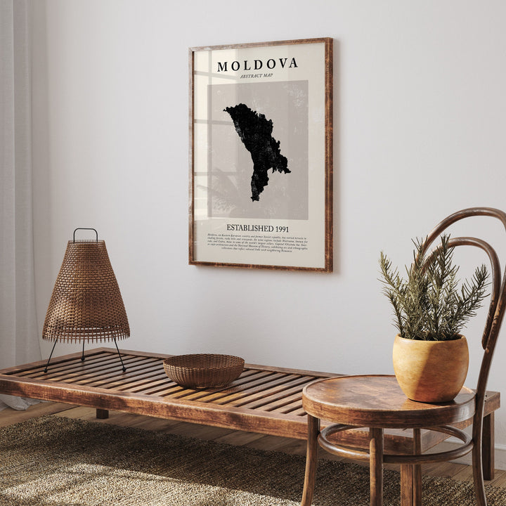 Moldova Map Vintage Abstract Wall Art Print Picasso + Matisse Inspired Travel Poster