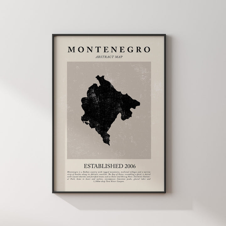 Montenegro Map Vintage Abstract Wall Art Print Picasso + Matisse Inspired Travel Poster
