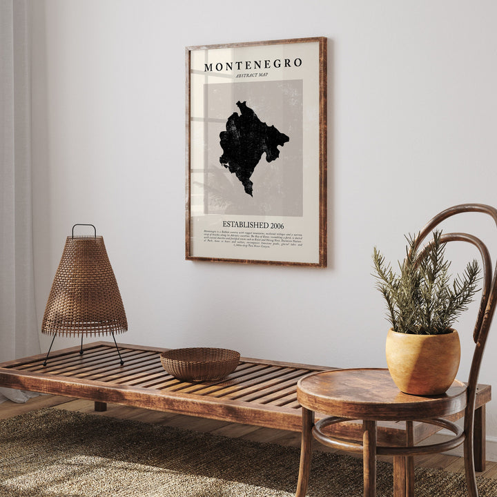 Montenegro Map Vintage Abstract Wall Art Print Picasso + Matisse Inspired Travel Poster