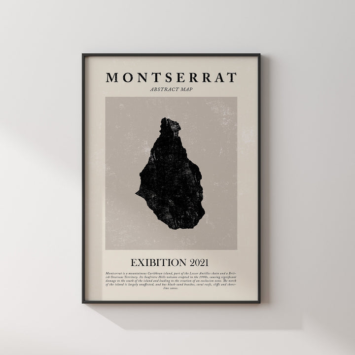 Montserrat Map Vintage Abstract Wall Art Print Picasso + Matisse Inspired Travel Poster