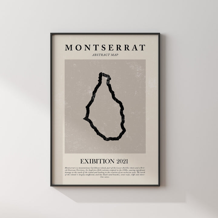 Montserrat Map Vintage Abstract Wall Art Print Picasso + Matisse Inspired Travel Poster