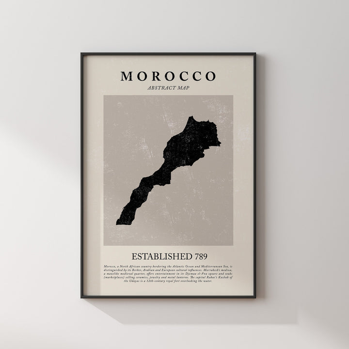 Morocco Map Vintage Abstract Wall Art Print Picasso + Matisse Inspired Travel Poster