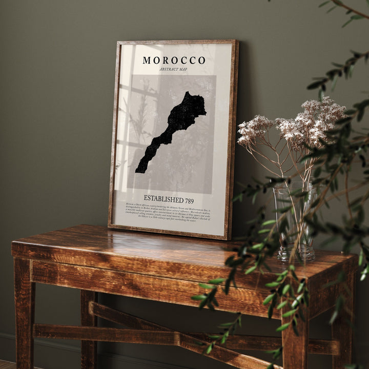 Morocco Map Vintage Abstract Wall Art Print Picasso + Matisse Inspired Travel Poster