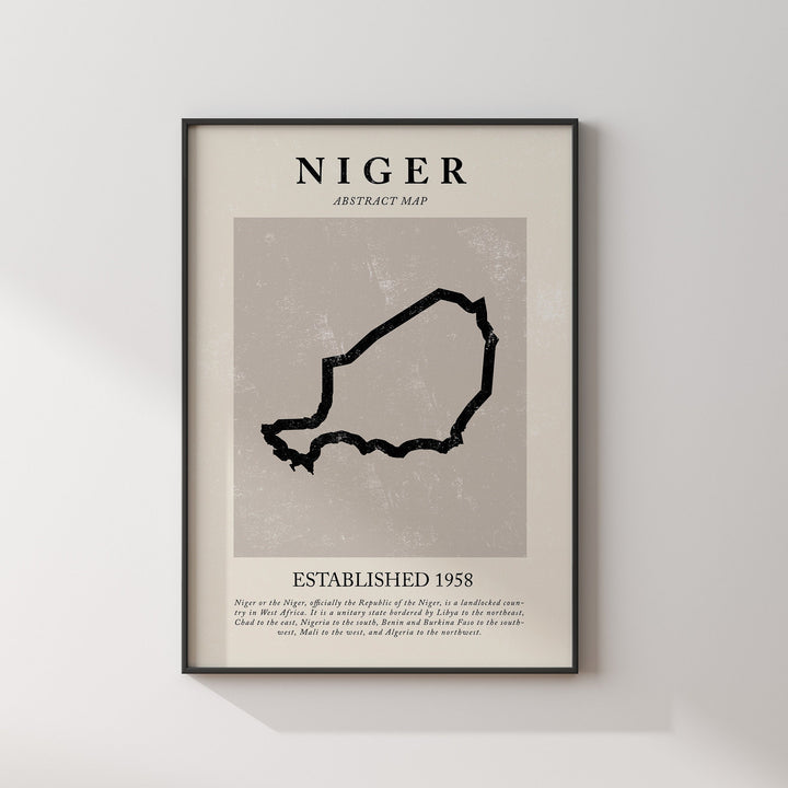 Niger Map Vintage Abstract Wall Art Print Picasso + Matisse Inspired Travel Poster