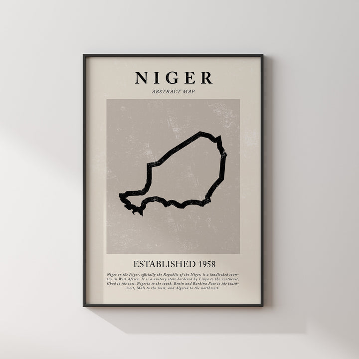 Niger Map Vintage Abstract Wall Art Print Picasso + Matisse Inspired Travel Poster