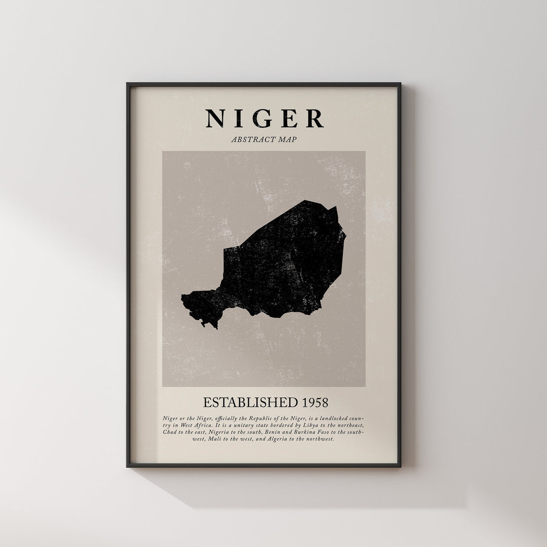 Niger Map Vintage Abstract Wall Art Print Picasso + Matisse Inspired Travel Poster