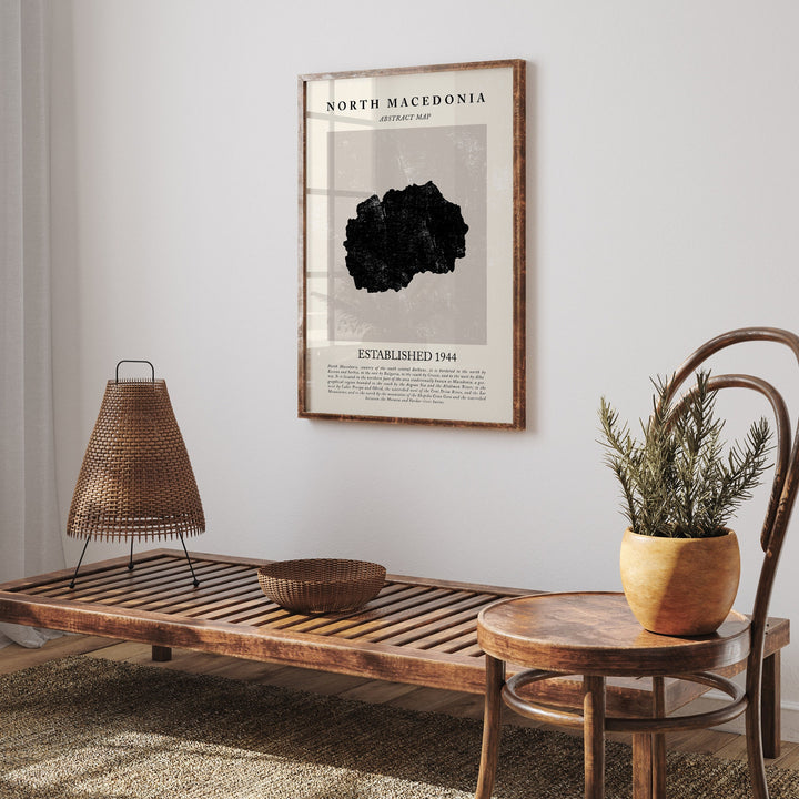 North Macedonia Map Vintage Abstract Wall Art Print Picasso + Matisse Inspired Travel Poster