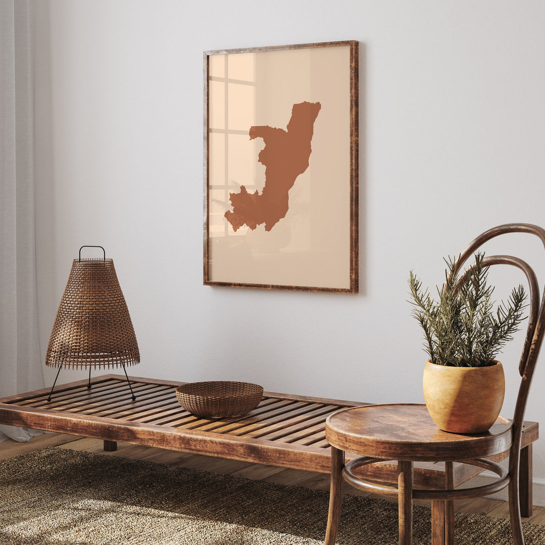 Republic of the Congo Map Boho Wall Art Print Mid Century Travel Poster