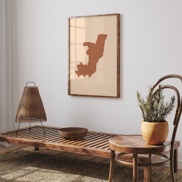 Republic of the Congo Map Boho Wall Art Print Mid Century Travel Poster