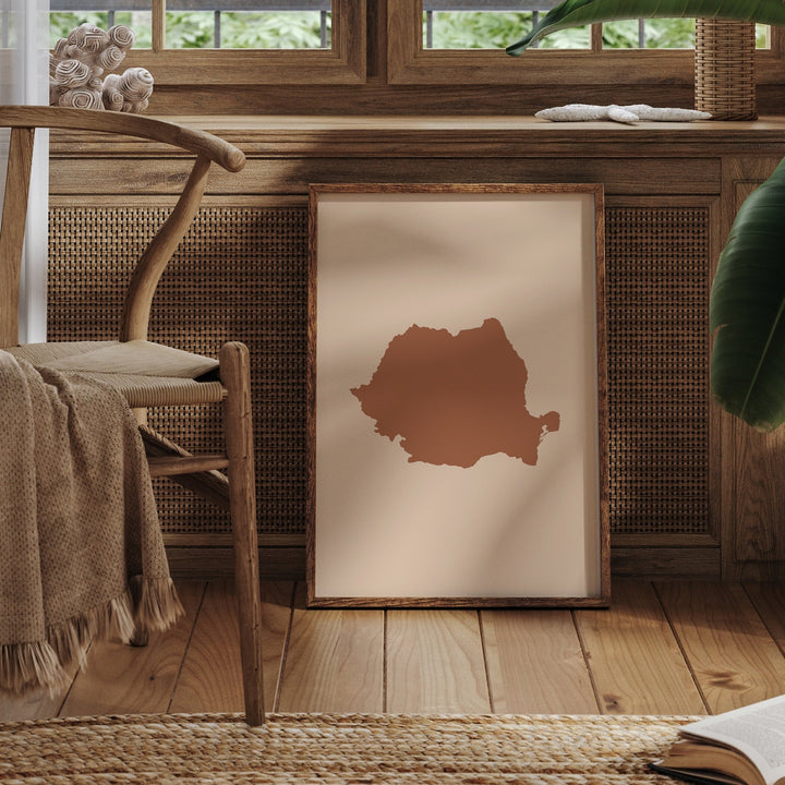 Romania Map Boho Wall Art Print Mid Century Travel Poster