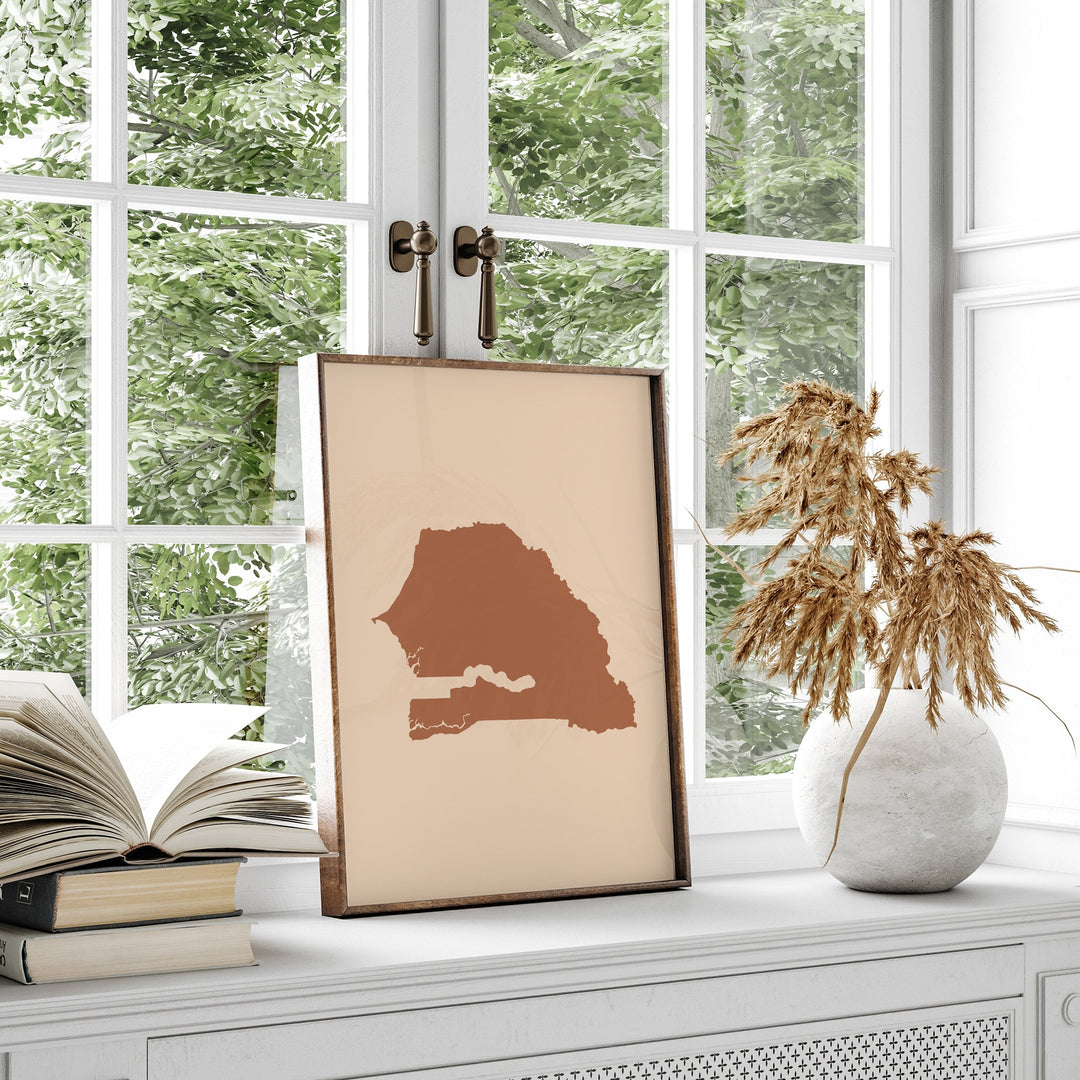 Senegal Map Boho Wall Art Print Mid Century Travel Poster