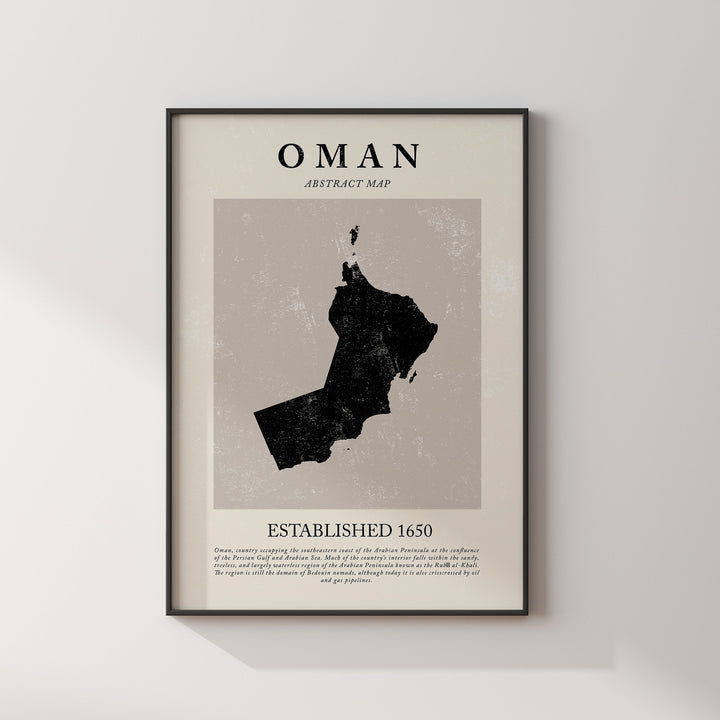 Oman Map Vintage Abstract Wall Art Print Picasso + Matisse Inspired Travel Poster