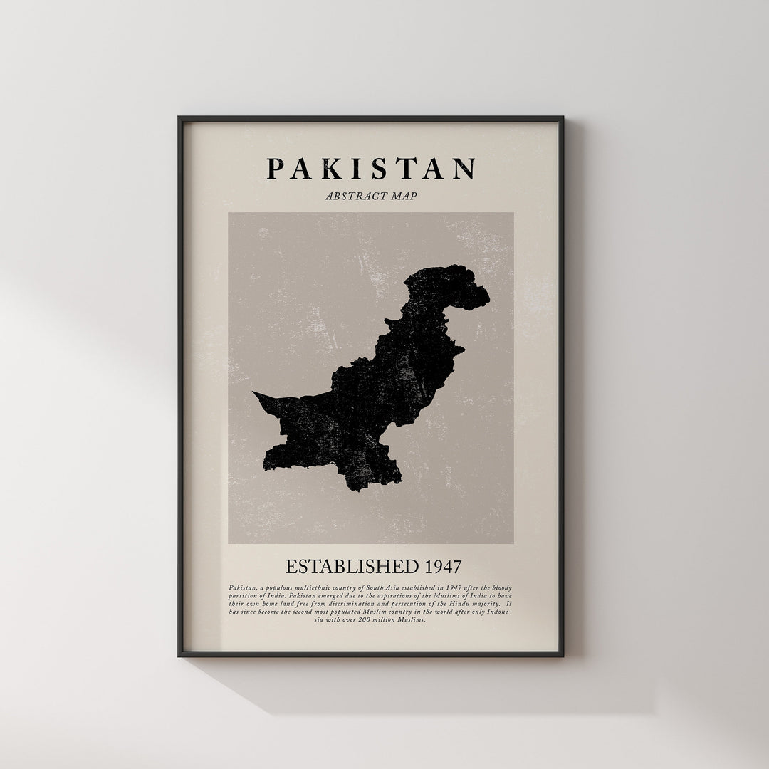 Pakistan Map Vintage Abstract Wall Art Print Picasso + Matisse Inspired Travel Poster