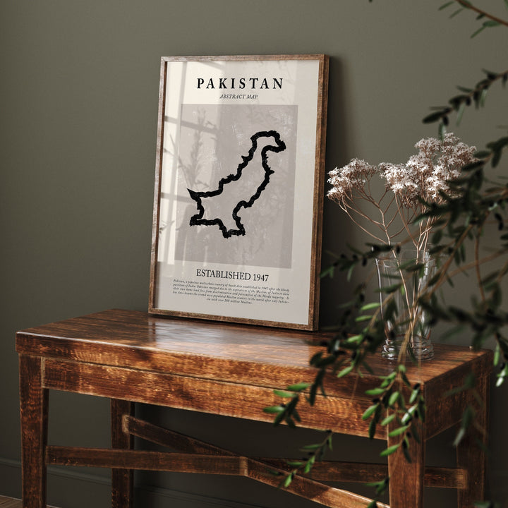 Pakistan Map Vintage Abstract Wall Art Print Picasso + Matisse Inspired Travel Poster