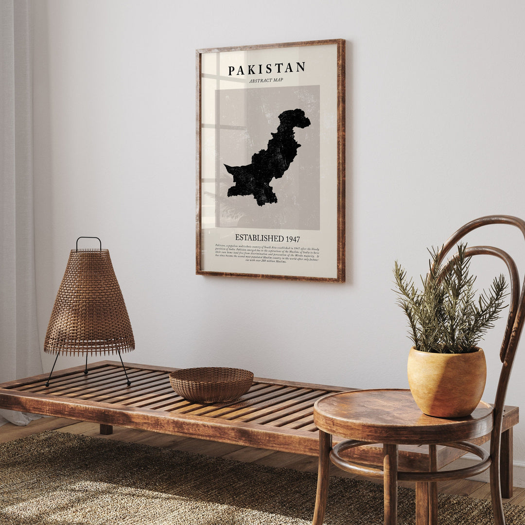 Pakistan Map Vintage Abstract Wall Art Print Picasso + Matisse Inspired Travel Poster