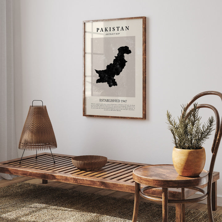Pakistan Map Vintage Abstract Wall Art Print Picasso + Matisse Inspired Travel Poster