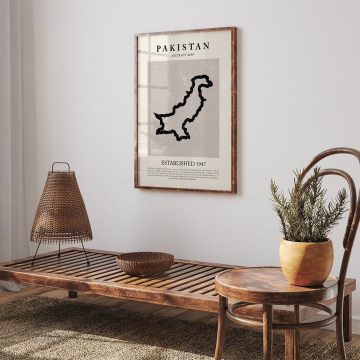 Pakistan Map Vintage Abstract Wall Art Print Picasso + Matisse Inspired Travel Poster