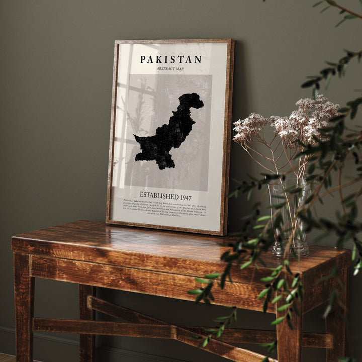 Pakistan Map Vintage Abstract Wall Art Print Picasso + Matisse Inspired Travel Poster
