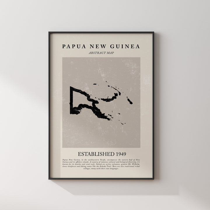 Papua New Guinea Map Vintage Abstract Wall Art Print Picasso + Matisse Inspired Travel Poster