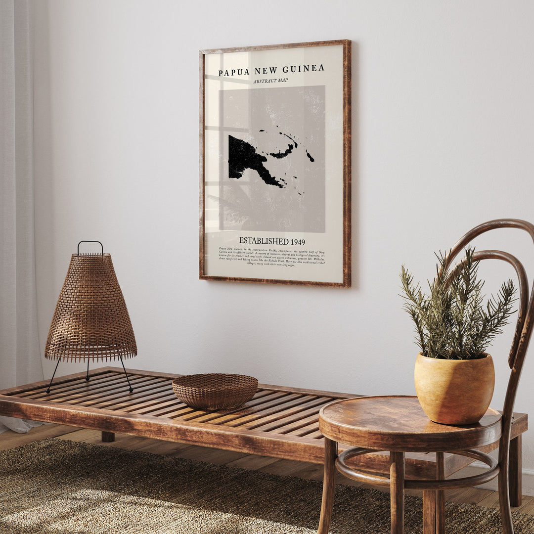 Papua New Guinea Map Vintage Abstract Wall Art Print Picasso + Matisse Inspired Travel Poster