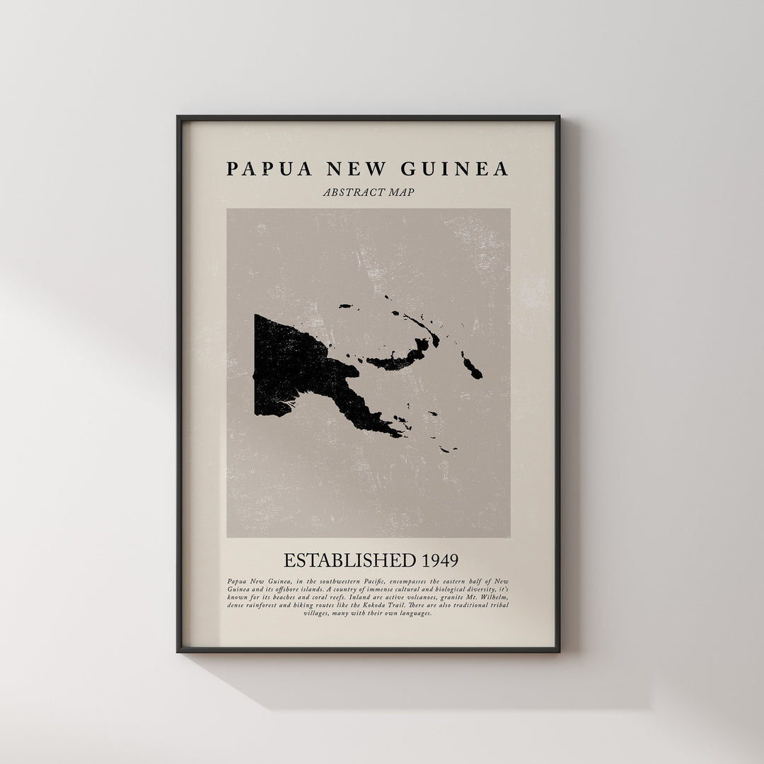 Papua New Guinea Map Vintage Abstract Wall Art Print Picasso + Matisse Inspired Travel Poster