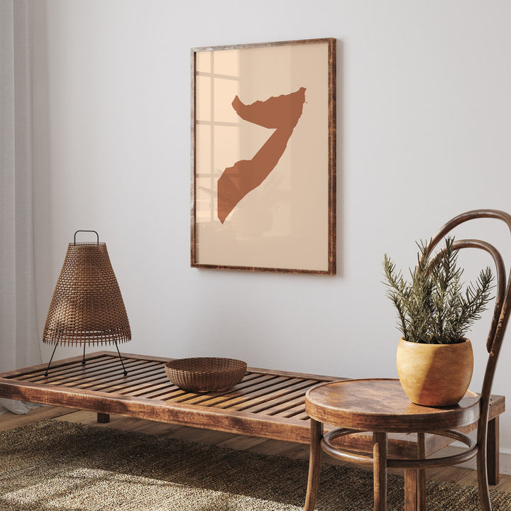 Somalia Map Boho Wall Art Print Mid Century Travel Poster