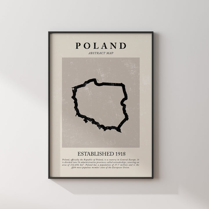 Poland Map Vintage Abstract Wall Art Print Picasso + Matisse Inspired Travel Poster