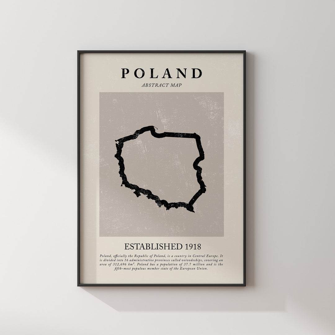 Poland Map Vintage Abstract Wall Art Print Picasso + Matisse Inspired Travel Poster