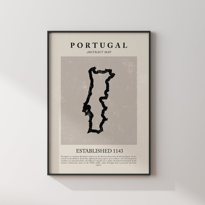 Portugal Map Vintage Abstract Wall Art Print Picasso + Matisse Inspired Travel Poster