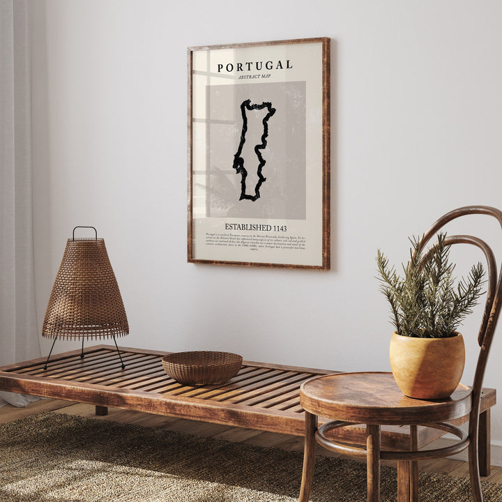 Portugal Map Vintage Abstract Wall Art Print Picasso + Matisse Inspired Travel Poster