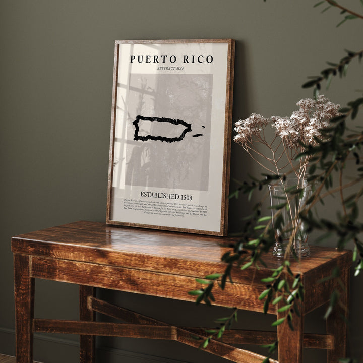 Puerto Rico Map Vintage Abstract Wall Art Print Picasso + Matisse Inspired Travel Poster
