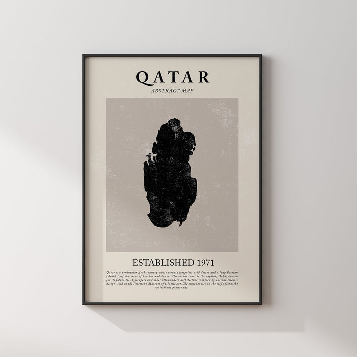 Qatar Map Vintage Abstract Wall Art Print Picasso + Matisse Inspired Travel Poster