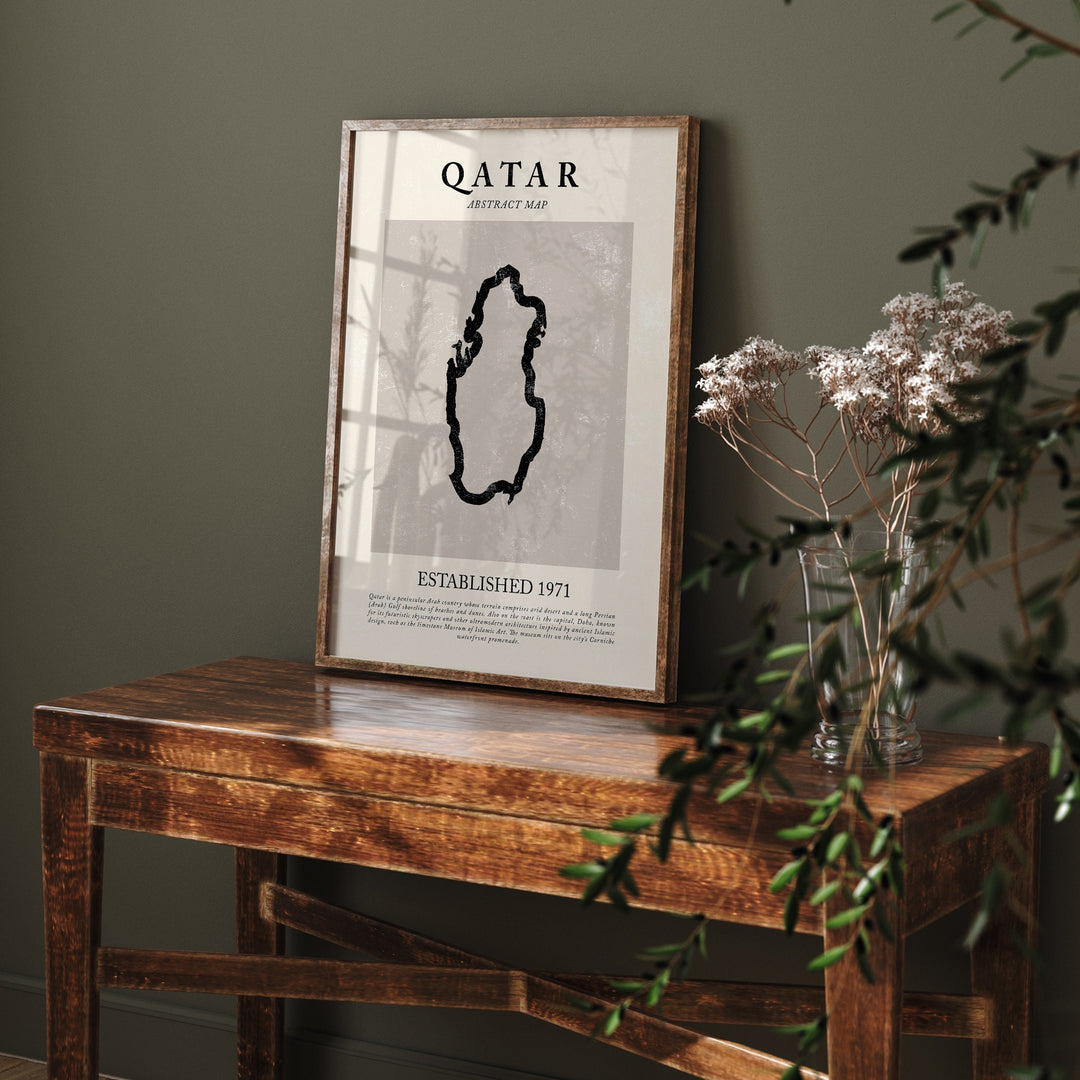 Qatar Map Vintage Abstract Wall Art Print Picasso + Matisse Inspired Travel Poster
