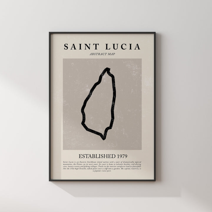 Saint Lucia Map Vintage Abstract Wall Art Print Picasso + Matisse Inspired Travel Poster