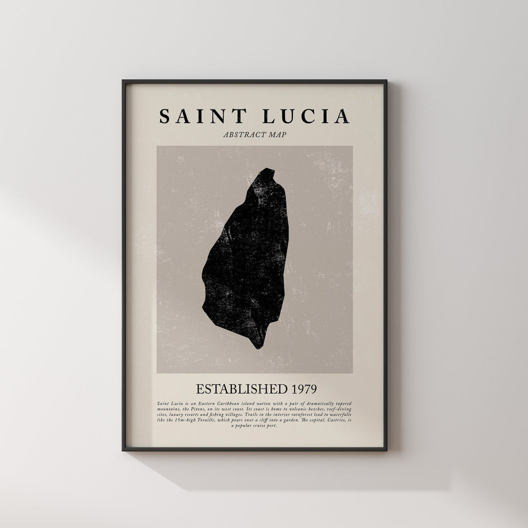 Saint Lucia Map Vintage Abstract Wall Art Print Picasso + Matisse Inspired Travel Poster