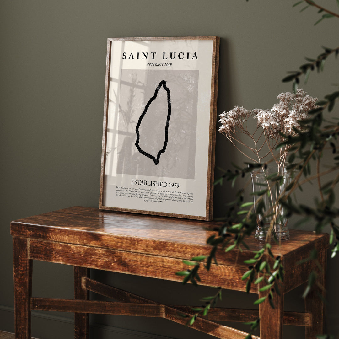 Saint Lucia Map Vintage Abstract Wall Art Print Picasso + Matisse Inspired Travel Poster