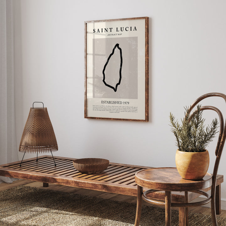 Saint Lucia Map Vintage Abstract Wall Art Print Picasso + Matisse Inspired Travel Poster