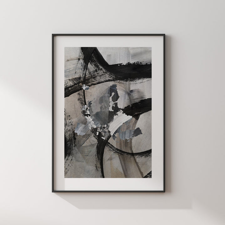 Europe Map | Black & Grey Abstract Painting Map of Europe Wall Art Print | Traval Poster