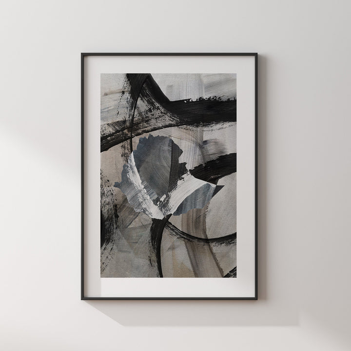 Ethiopia Map | Black & Grey Abstract Painting Map of Ethiopia Wall Art Print | Traval Poster