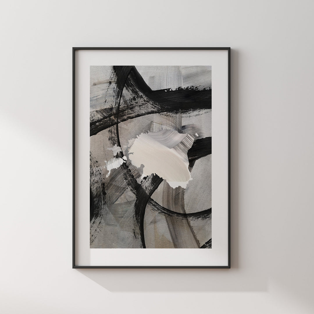 Estonia Map | Black & Grey Abstract Painting Map of Estonia Wall Art Print | Traval Poster