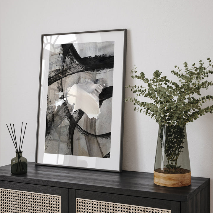 Estonia Map | Black & Grey Abstract Painting Map of Estonia Wall Art Print | Traval Poster