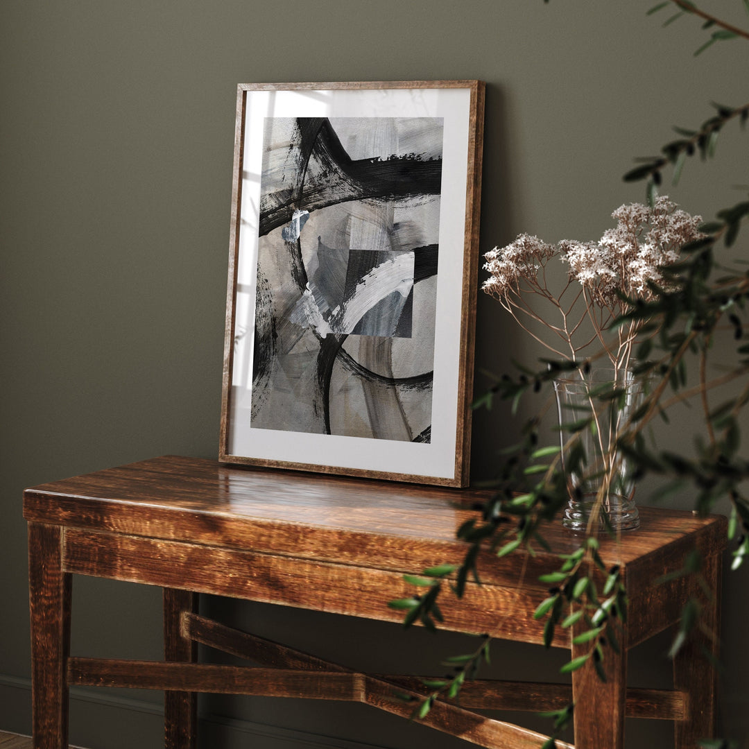 Equatorial Guinea Map | Black & Grey Abstract Painting Map of Equatorial Guinea Wall Art Print | Traval Poster
