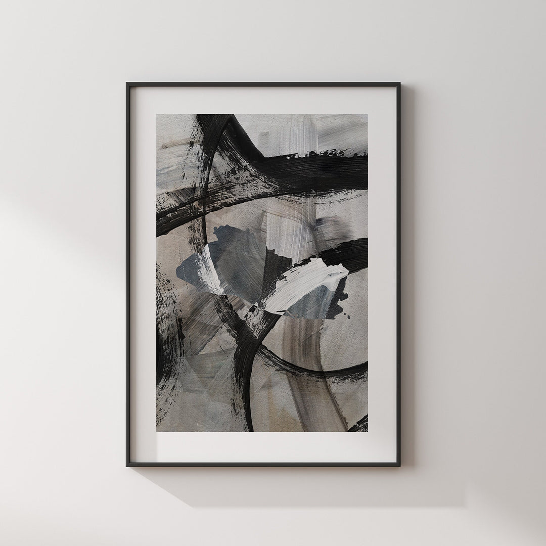 El Salvador Map | Black & Grey Abstract Painting Map of El Salvador Wall Art Print | Traval Poster