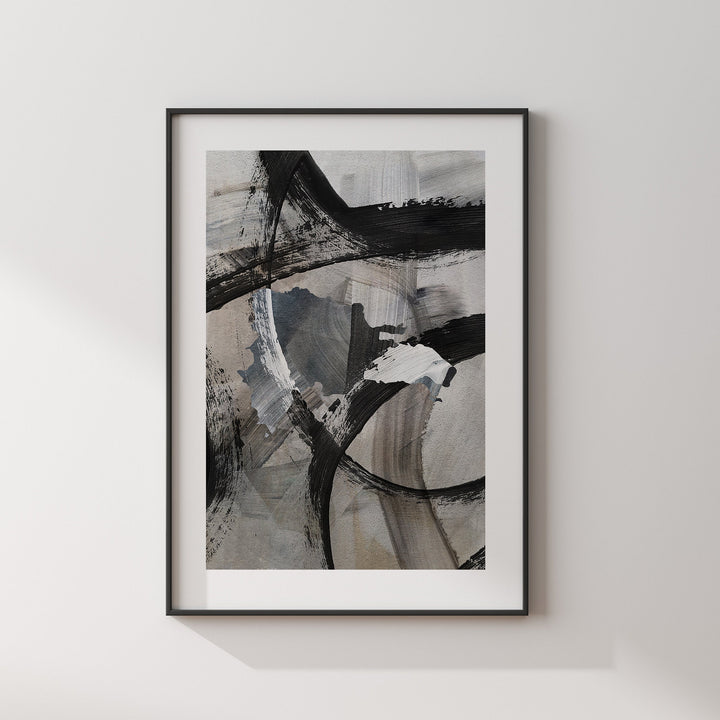 Dominican Republic Map | Black & Grey Abstract Painting Map of Dominican Republic Wall Art Print | Traval Poster